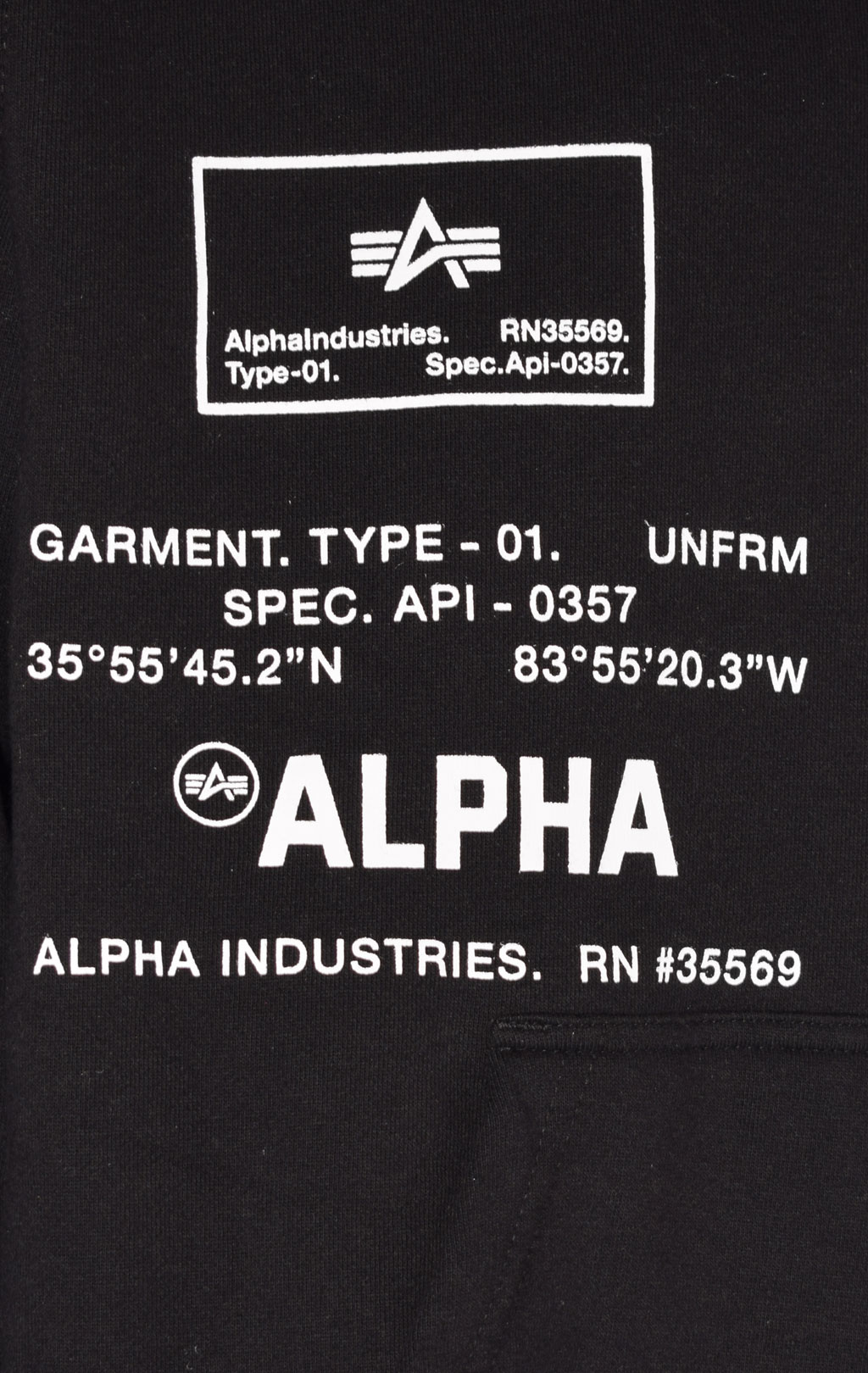 Толстовка ALPHA INDUSTRIES ESSENTIAL SPEC PRINT HOODIE FW 22/23 black 