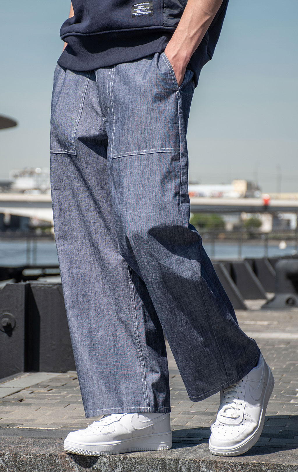 Брюки ALPHA INDUSTRIES WIDE LEG TROUSERS SS 24 m replica blue 