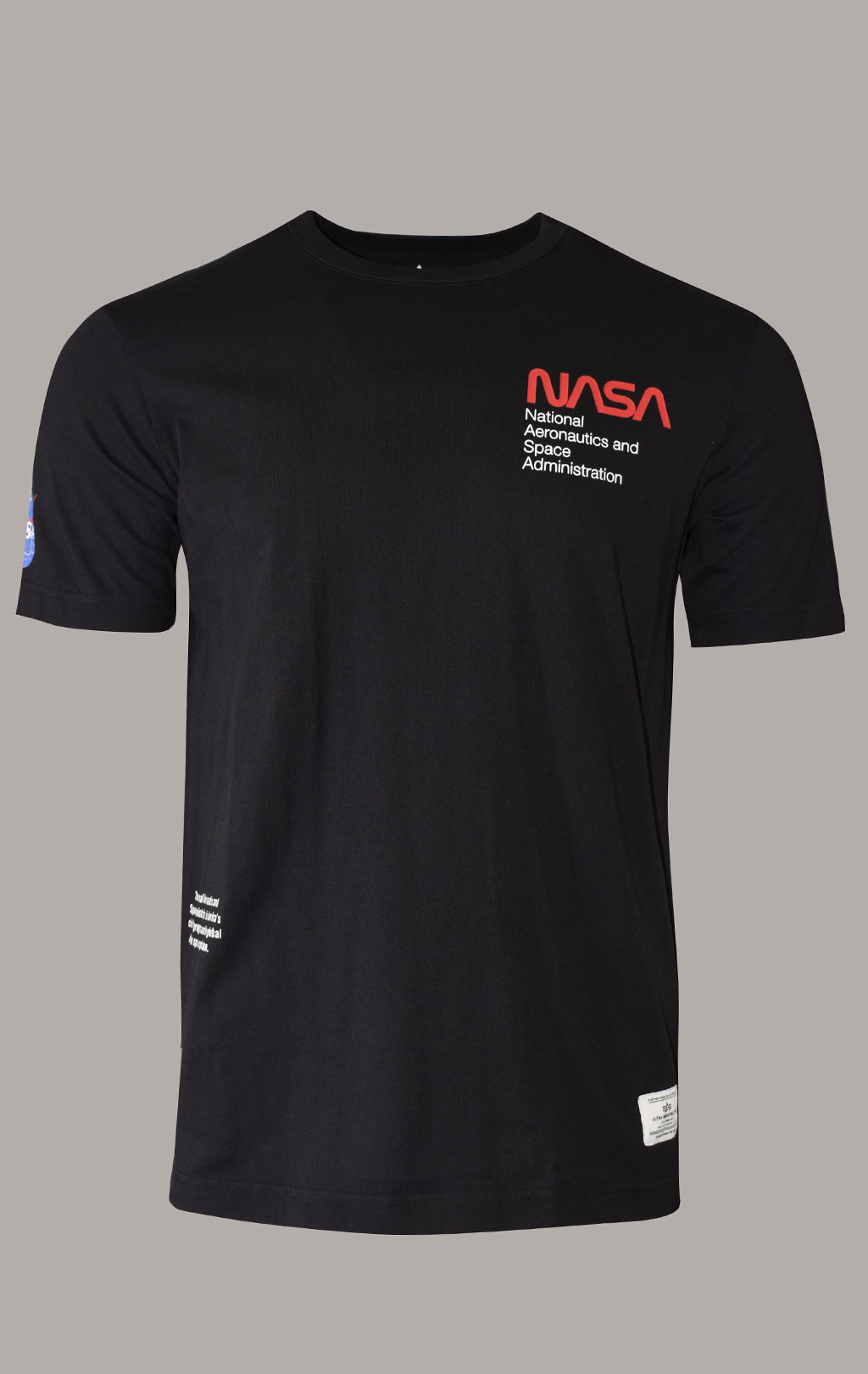 Футболка ALPHA INDUSTRIES NASA WORM LOGO TEE плотная SS 23 black 