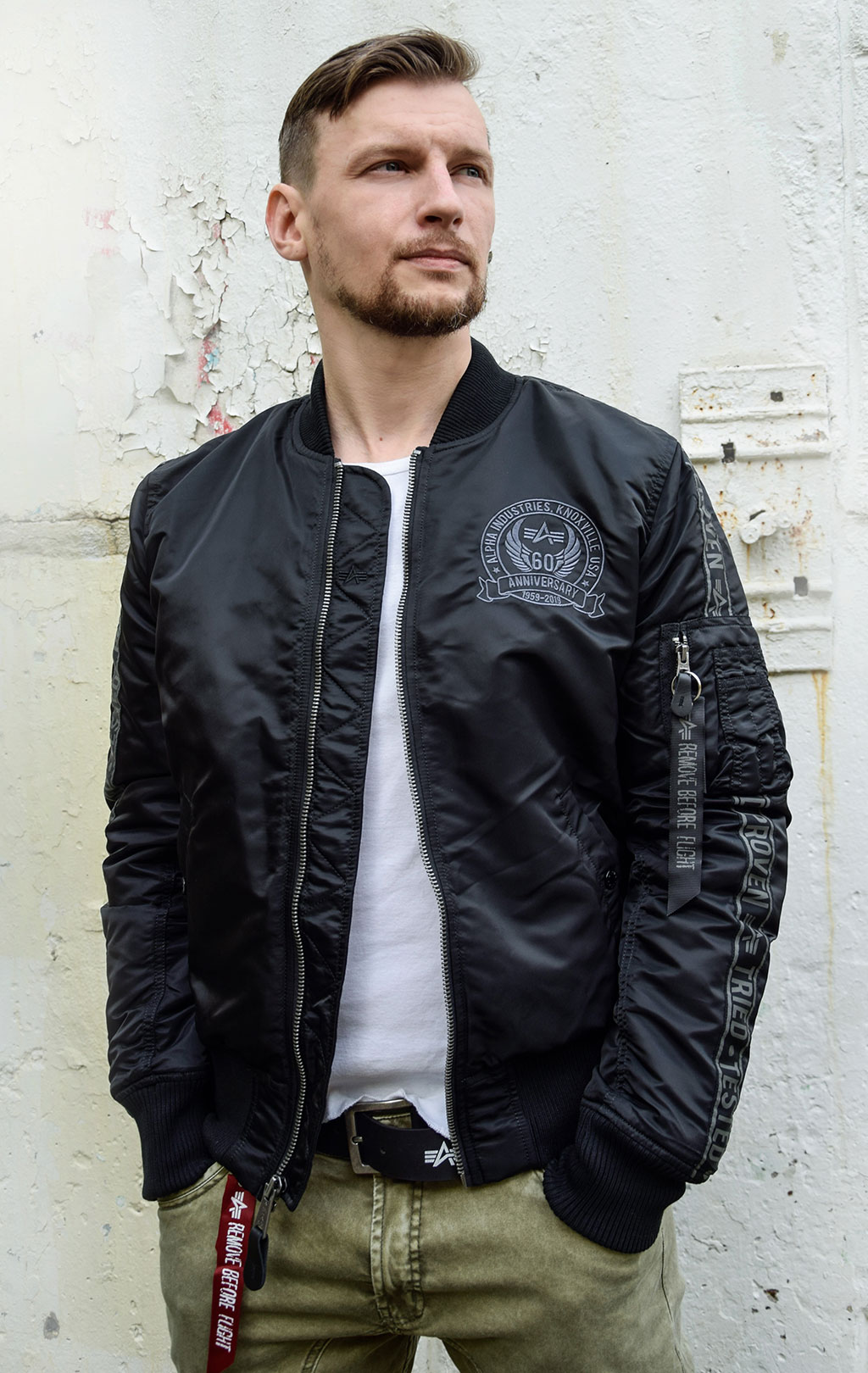 Куртка-бомбер лётная ALPHA INDUSTRIES 60TH ANNIVERSARY MA-1 black 