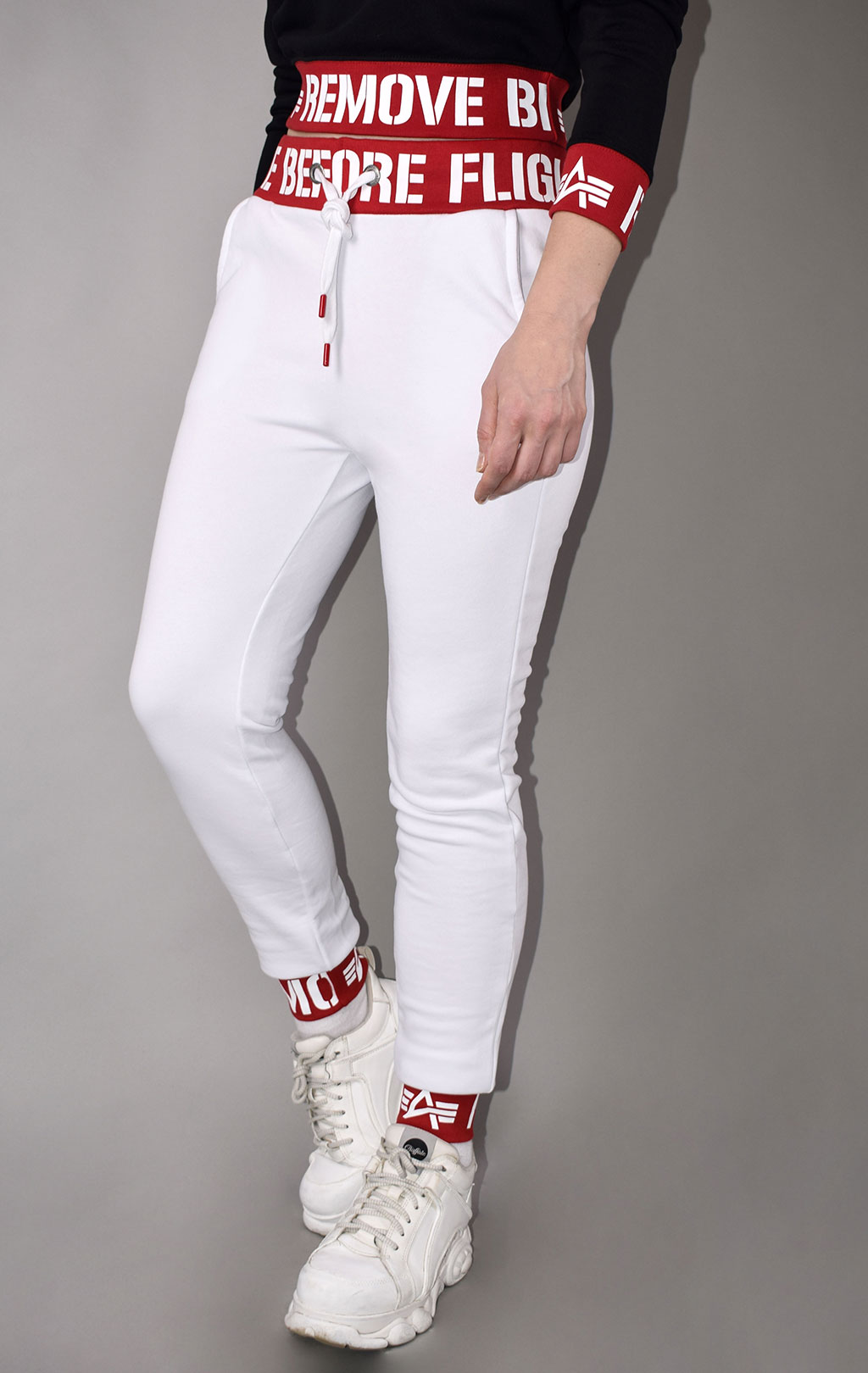 Женские брюки спортивные джоггеры ALPHA INDUSTRIES RBF RIB JOGGER white 