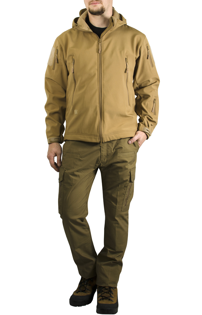 Куртка тактическая Outdoor Tactical Soft Shell с капюшоном coyote Китай