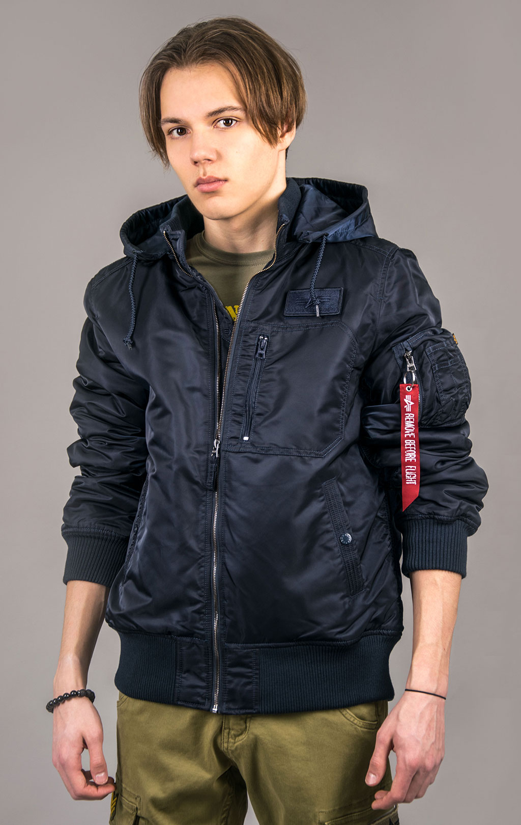 Куртка-бомбер лётная ALPHA INDUSTRIES HOODED RIB MA-1 FW 21 m replica blue 