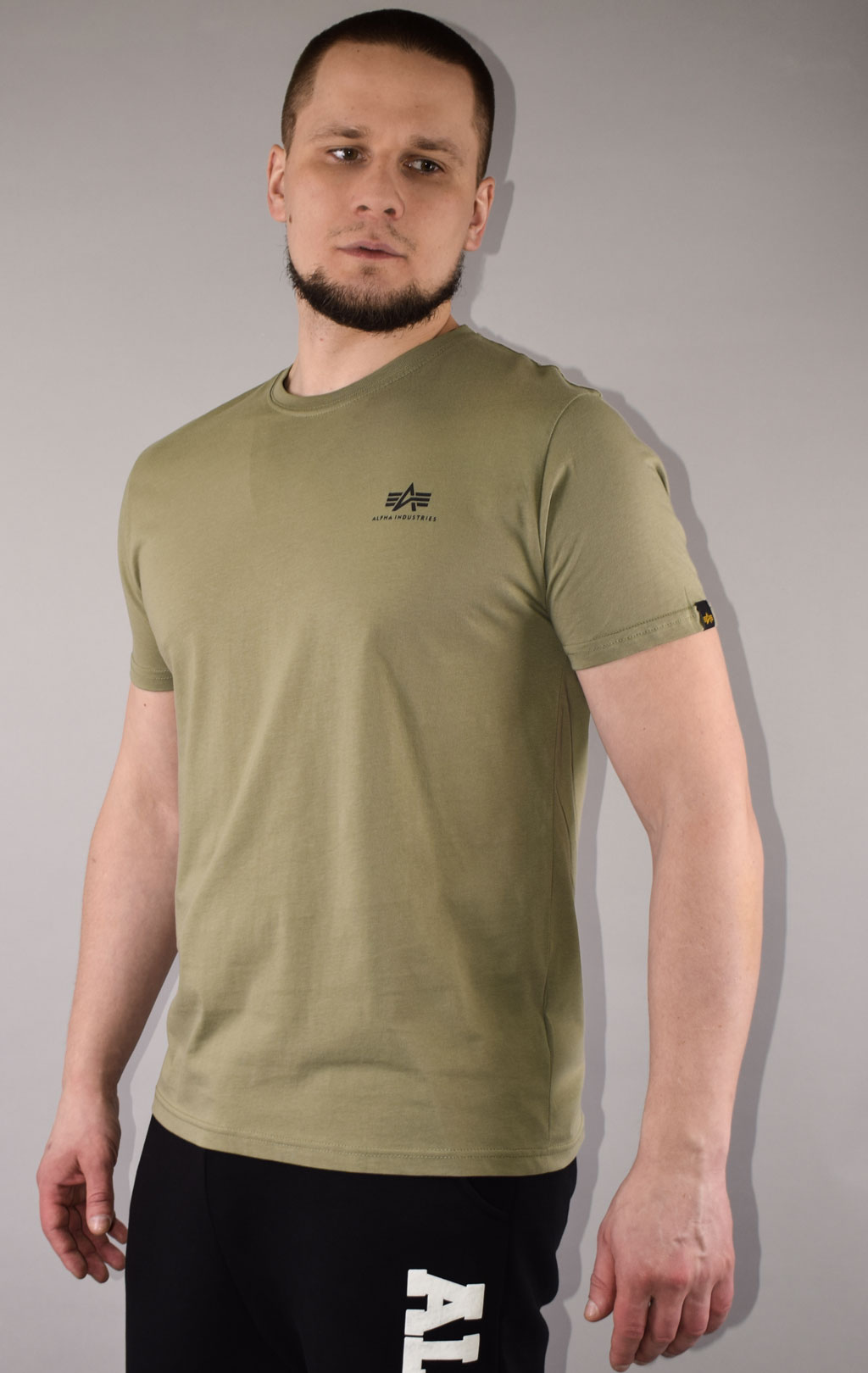 Футболка ALPHA INDUSTRIES BACKPRINT T big size olive/black 