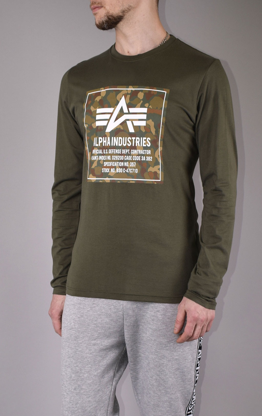 Лонгслив ALPHA INDUSTRIES CAMO BLOCK LS dark olive 