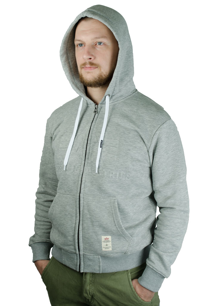 Толстовка ALPHA INDUSTRIES 3D ZIP HOODY grey heather 