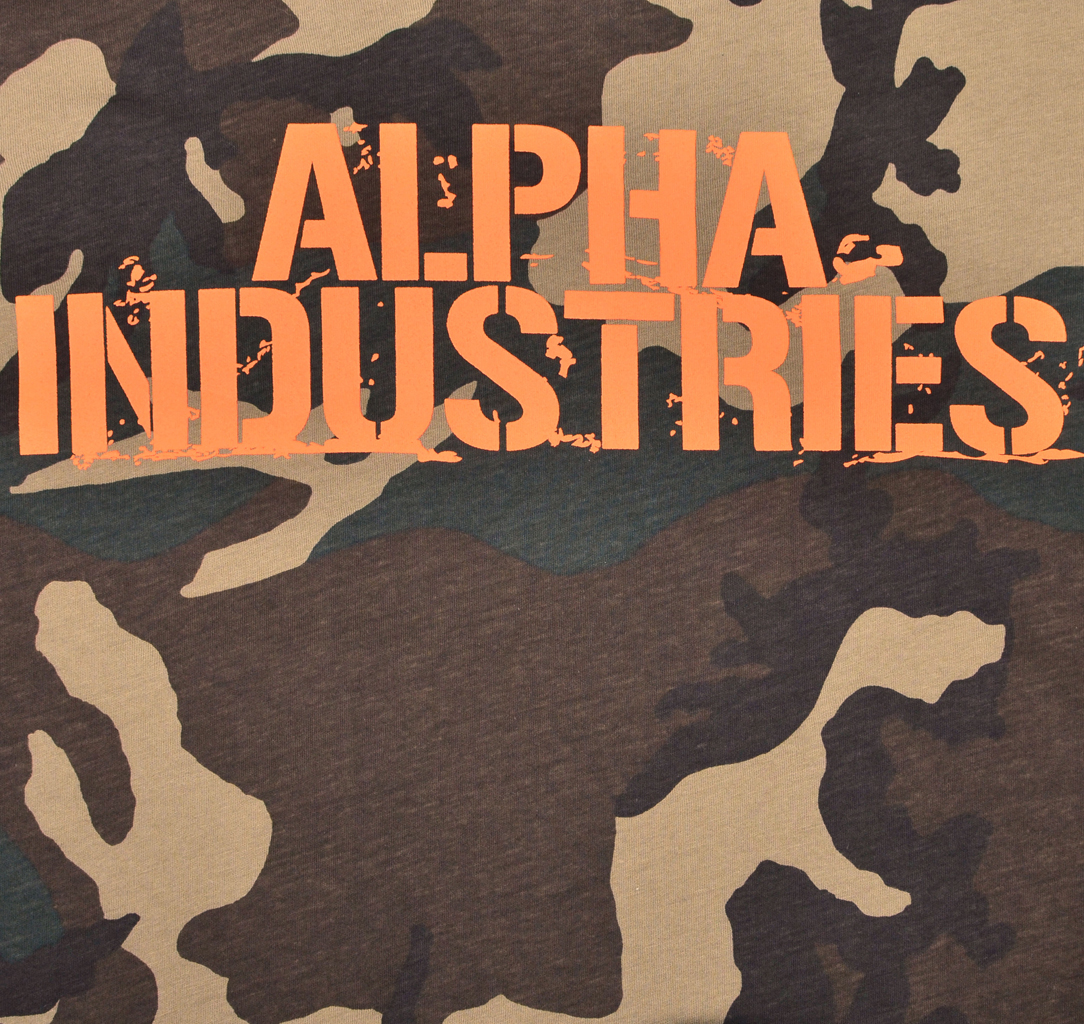 Футболка ALPHA INDUSTRIES BLURRED camo woodland 65 