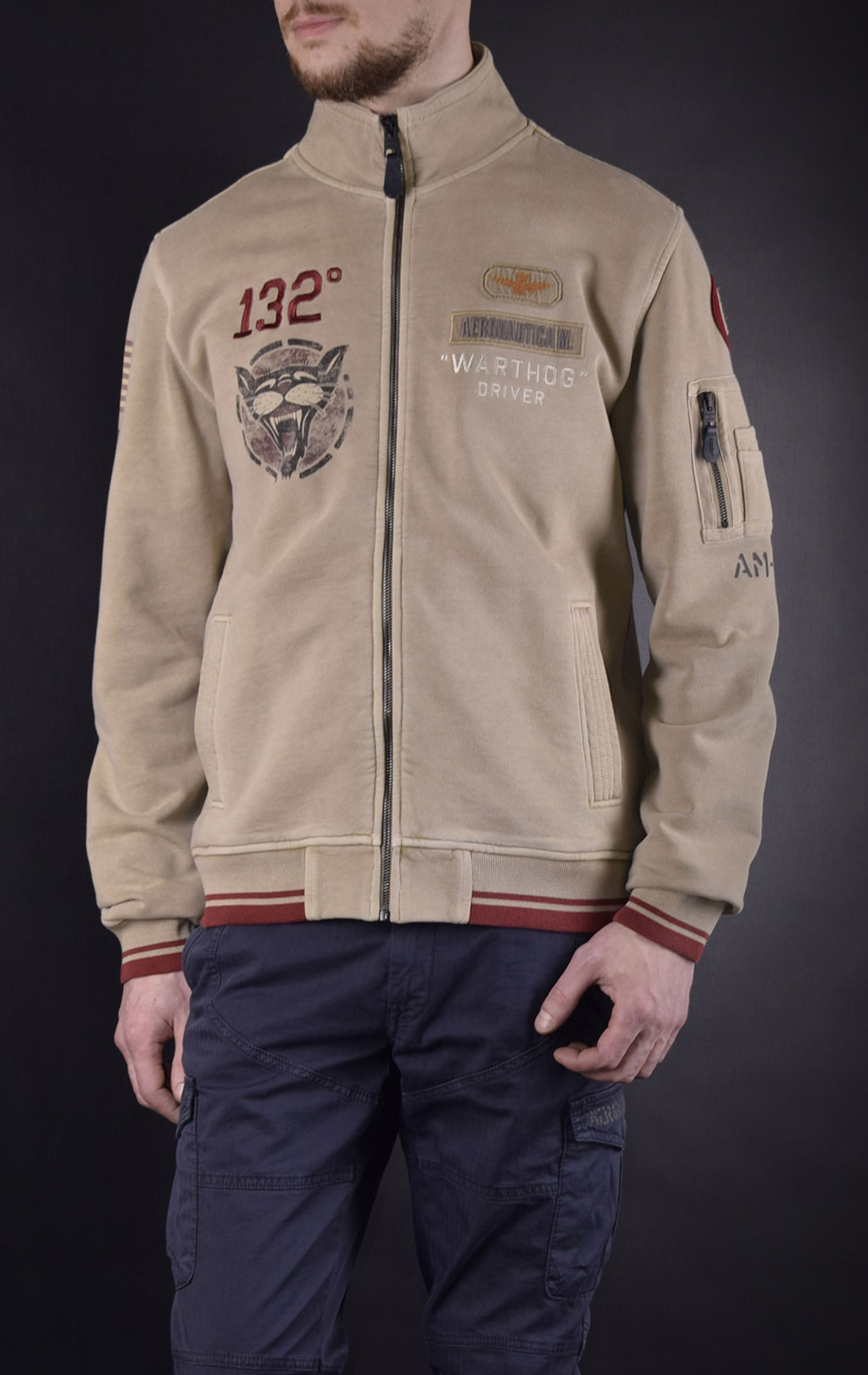 Толстовка AERONAUTICA MILITARE SS19 tortora (FE 1373) 