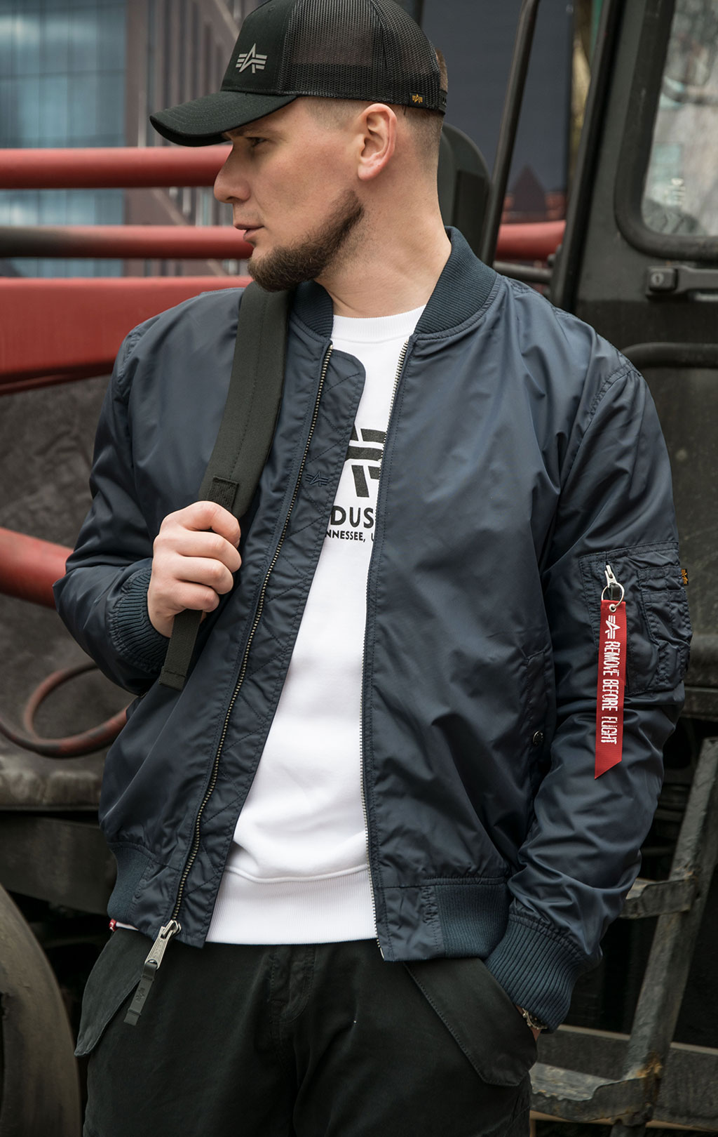 Ветровка-бомбер ALPHA INDUSTRIES TT big size MA-1 rep. blue 