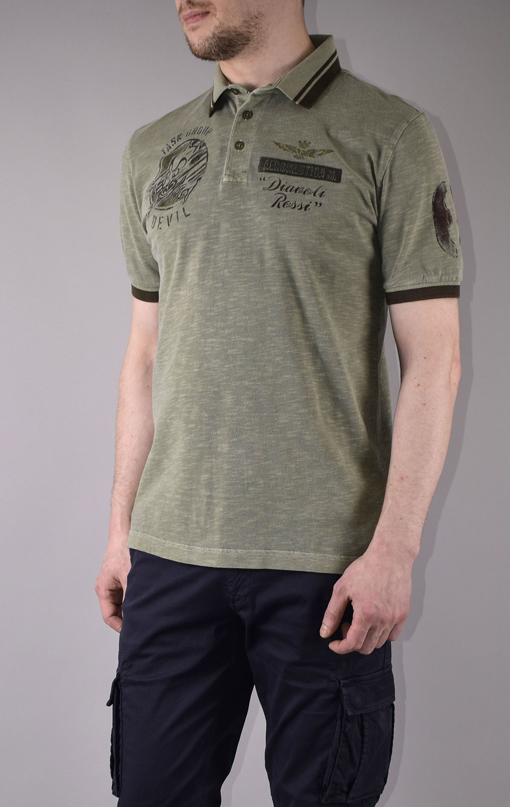 Футболка-поло AERONAUTICA MILITARE SS 20/TR verde militare (PO 1331) 