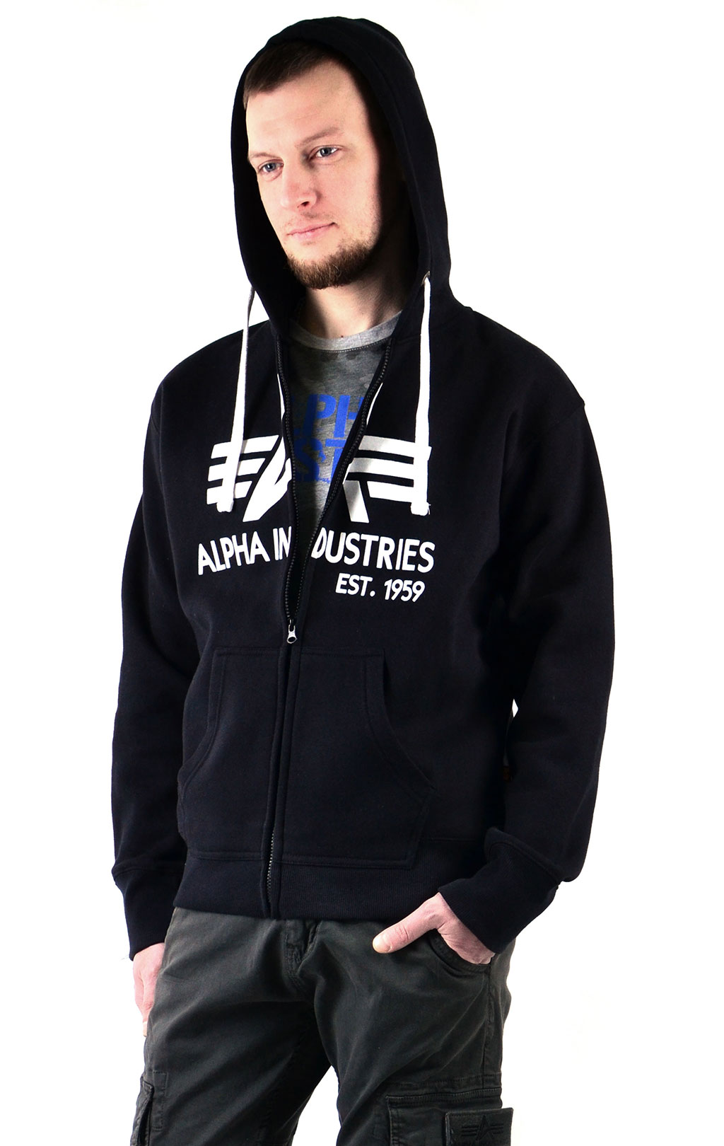 Толстовка ALPHA INDUSTRIES BIG A CLASSIC ZIP HOODY black 