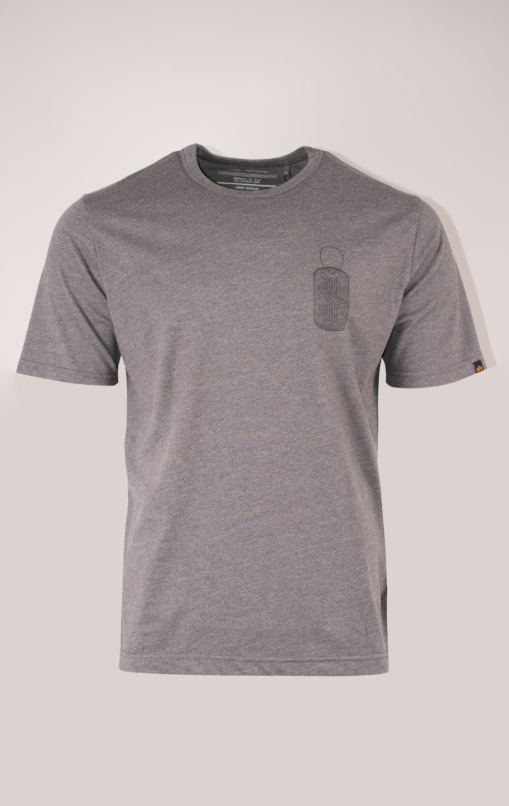 Футболка ALPHA INDUSTRIES ALPHA DOG TAG TEE плотная FW 24/25 dark charcoal heather 
