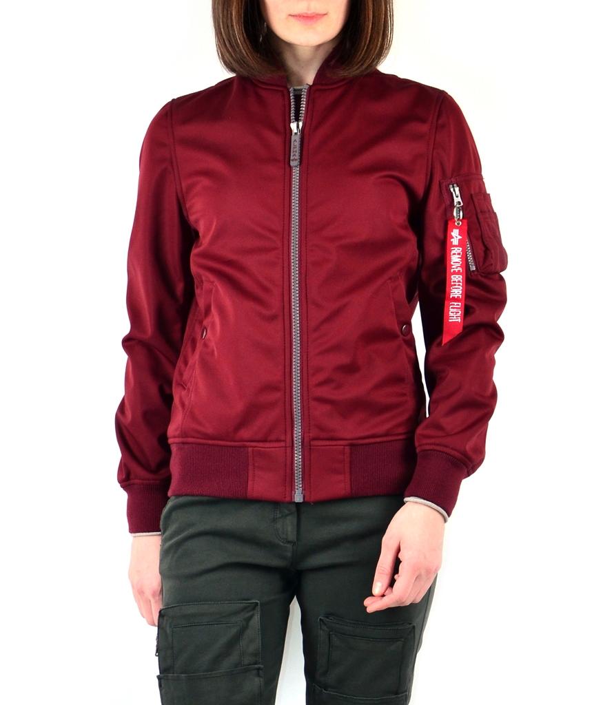 Женская ветровка-бомбер ALPHA INDUSTRIES MA-1 Soft Shell burgundy 