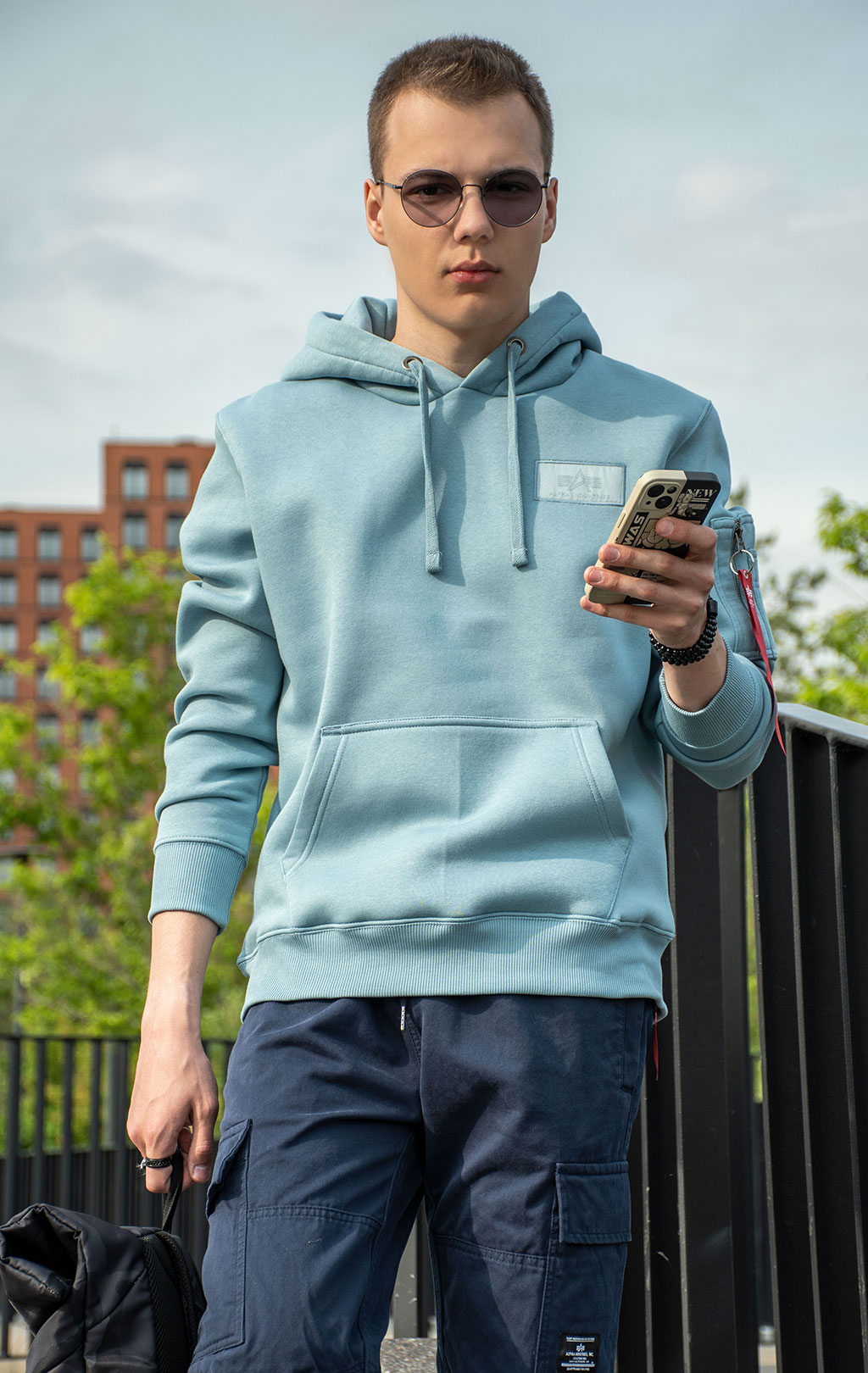Толстовка ALPHA INDUSTRIES BACK PRINT HOODY greyblue 