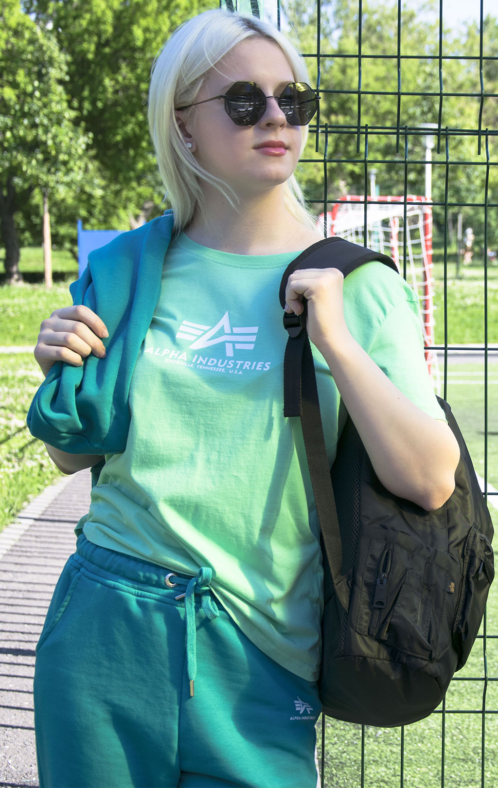 Женская футболка ALPHA INDUSTRIES NEW BASIC T pastel mint 