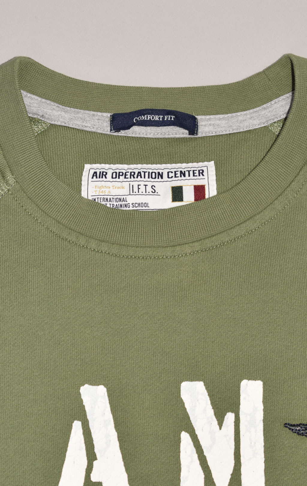 Свитшот AERONAUTICA MILITARE SS 23/TR verde militare (FE 1744) 