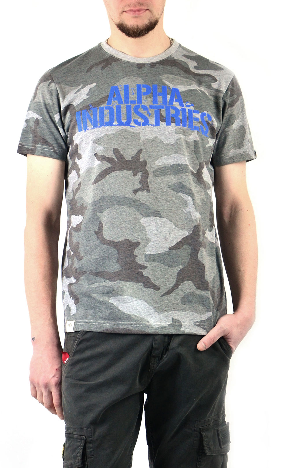 Футболка ALPHA INDUSTRIES BLURRED grey camo 