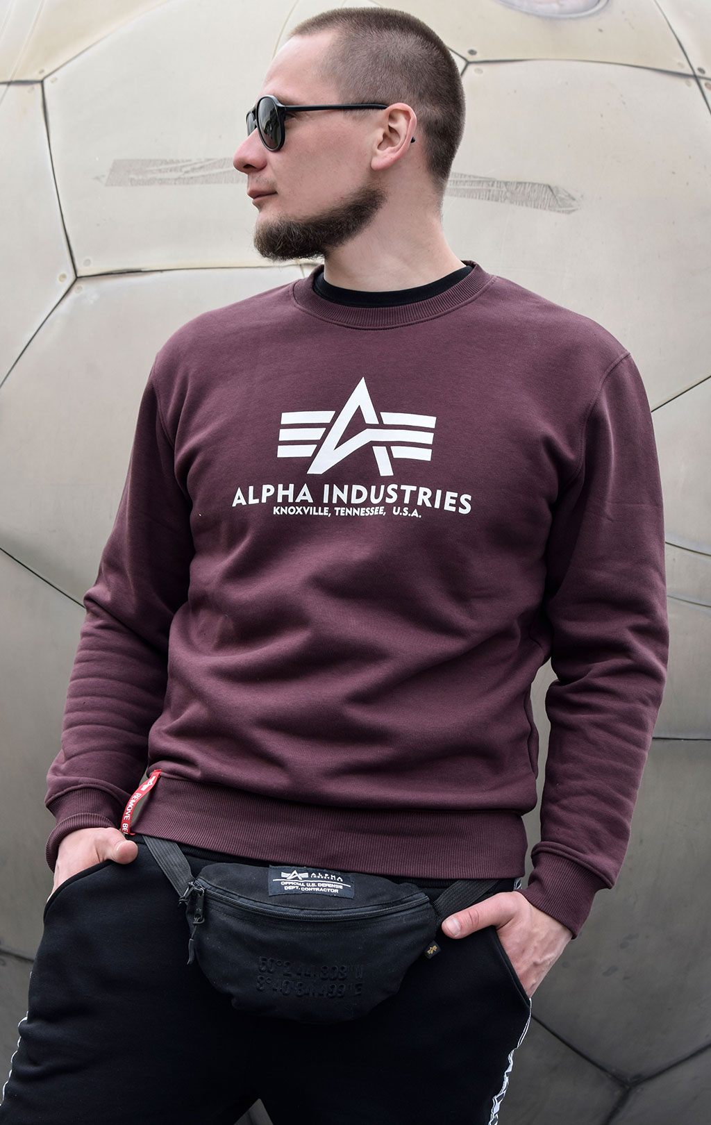 Свитшот ALPHA INDUSTRIES BASIC SWEATER deep maroon 