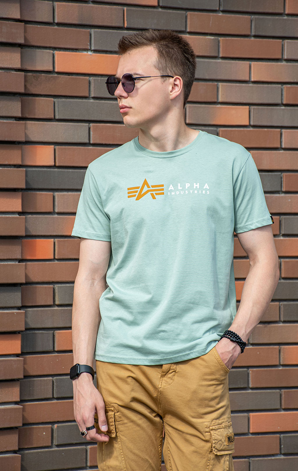 Футболка ALPHA INDUSTRIES ALPHA LABEL T dusty green 