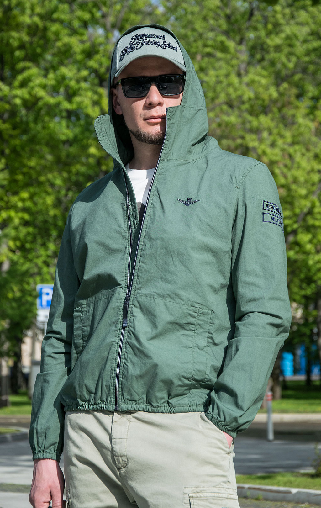 Ветровка AERONAUTICA MILITARE SS 23 m/TR verde militare (AB 2054) 