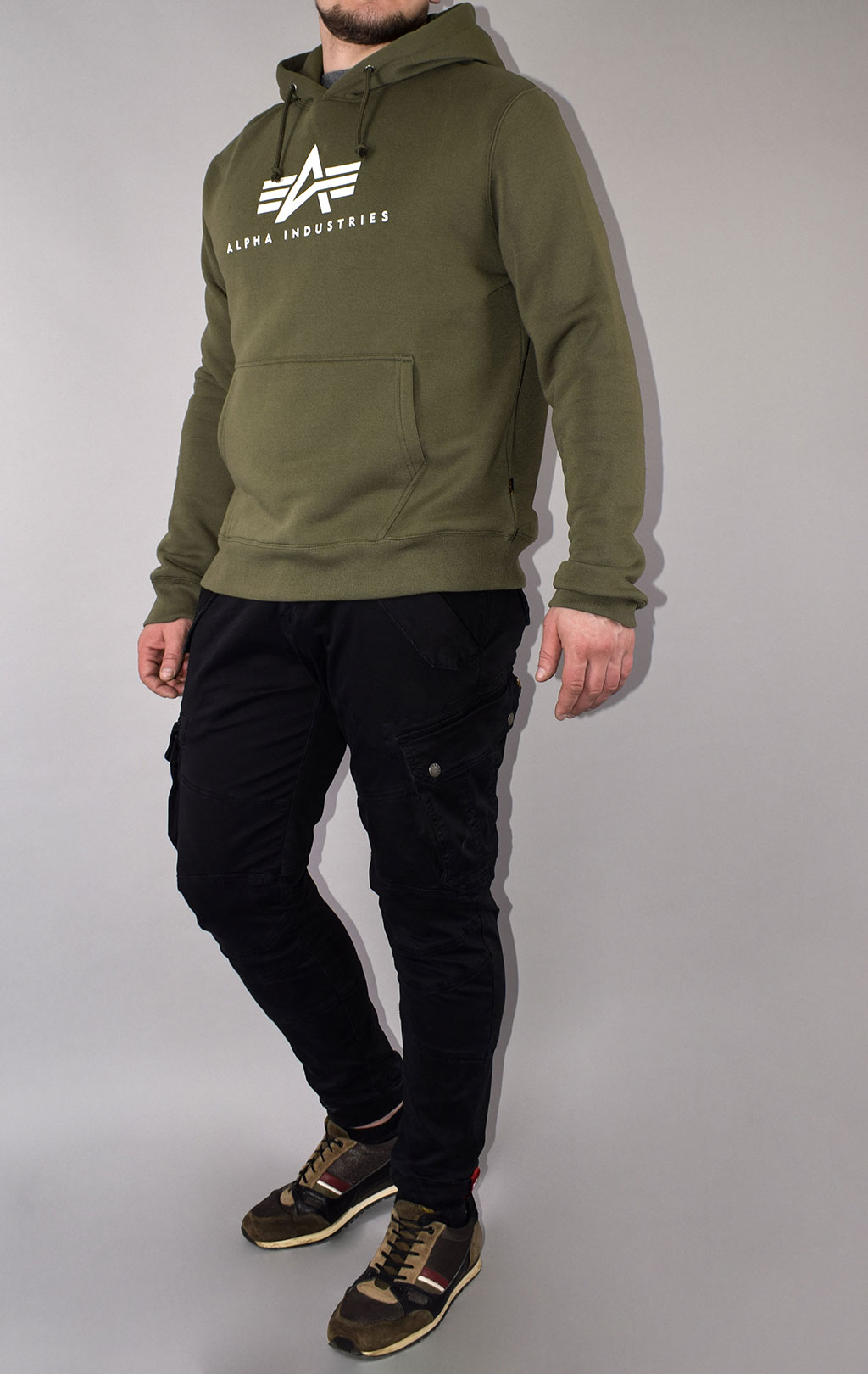 Толстовка ALPHA INDUSTRIES BASIC LOGO HOODIE olive 