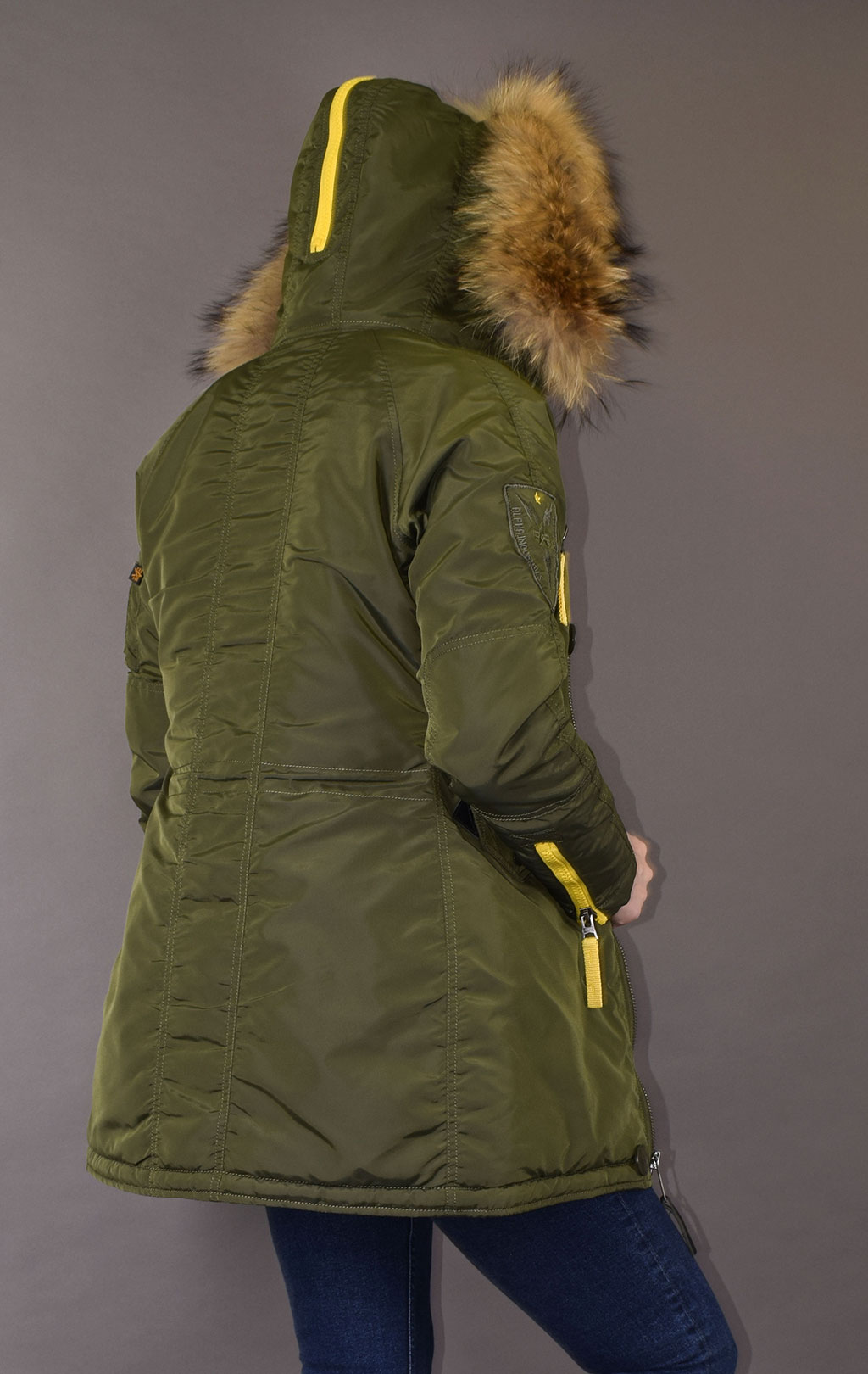 Женская аляска ALPHA INDUSTRIES PPS N-3B натур. мех dark green 