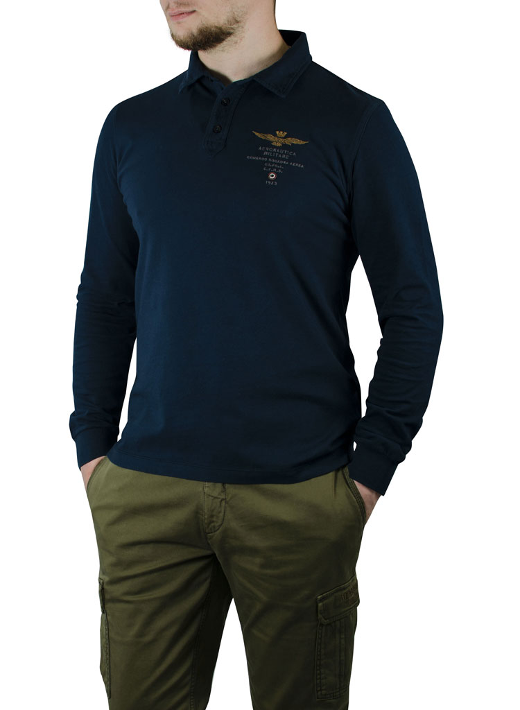 Поло-лонгслив AERONAUTICA MILITARE blue navy (PO 1174) 