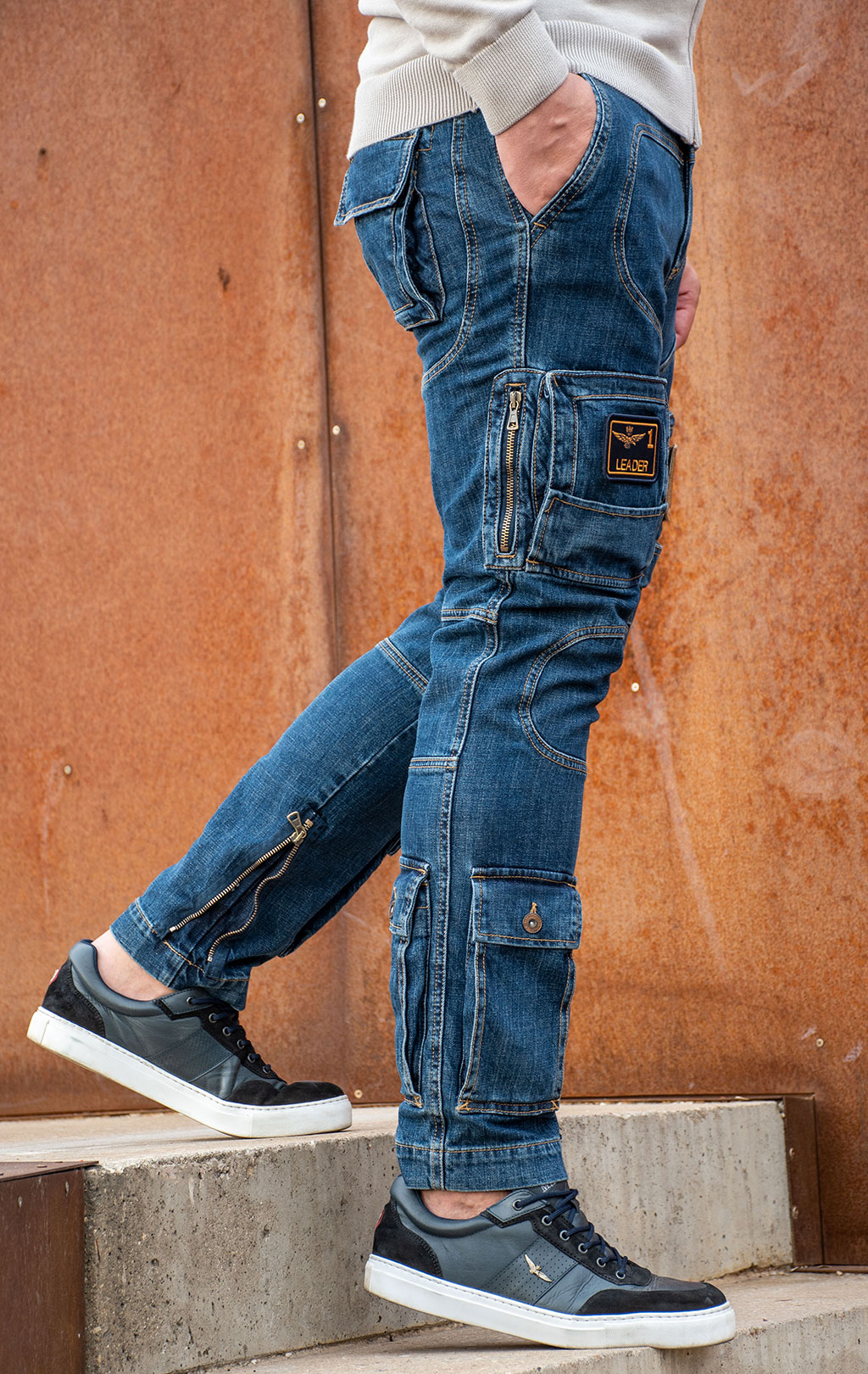 Джинсы-карго AERONAUTICA MILITARE ANTI-G плотные FW 24/25/AL medium blue wash (PA 939) 