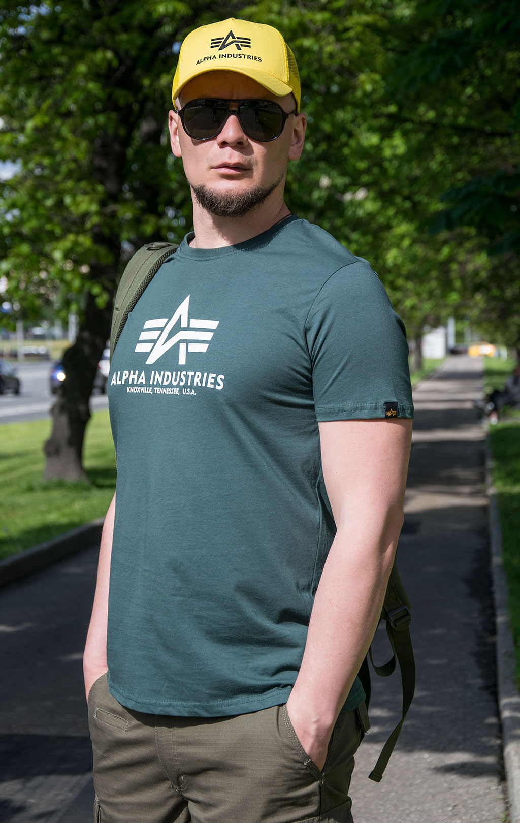 Футболка ALPHA INDUSTRIES BASIC T navy green 