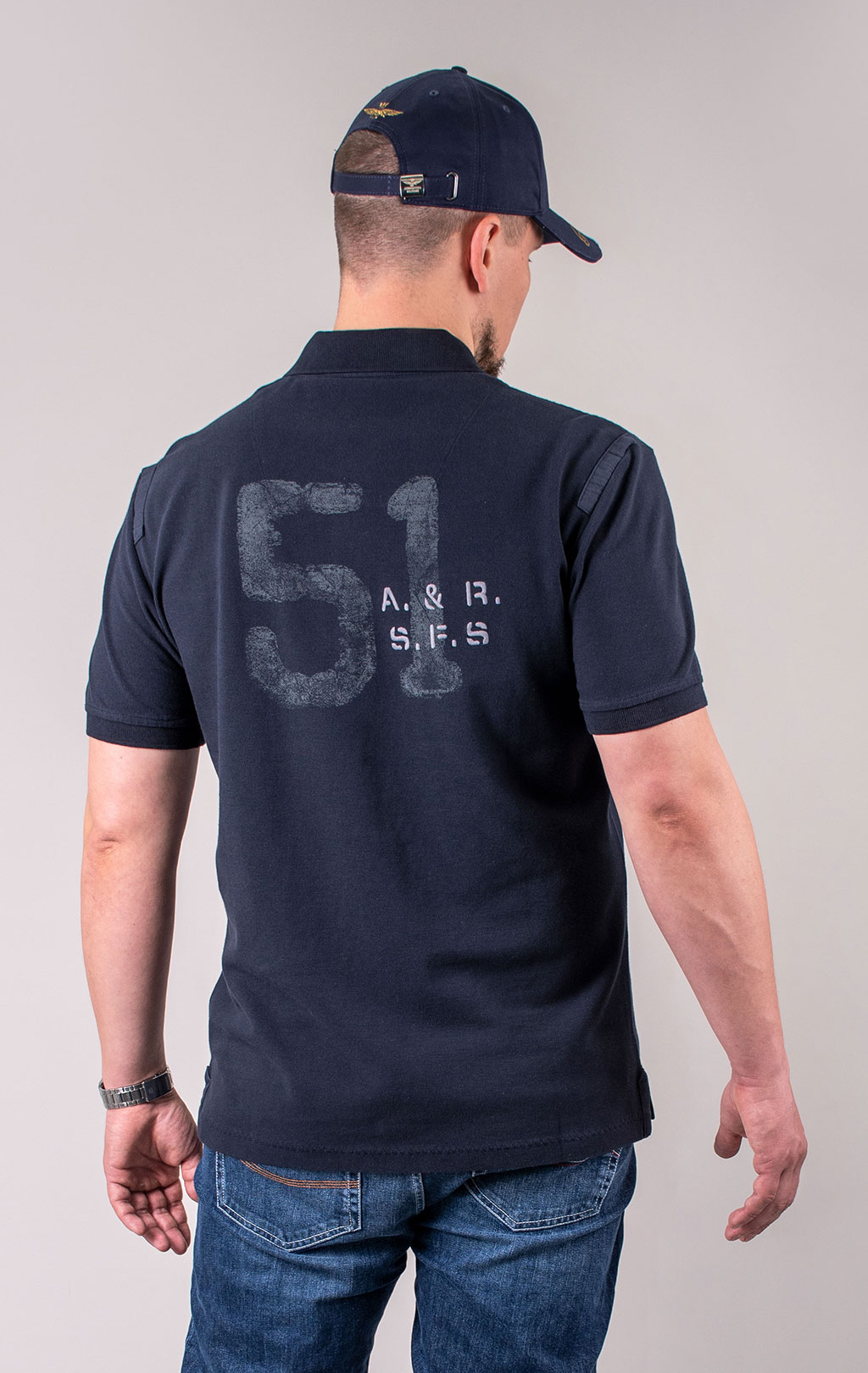 Футболка-поло AERONAUTICA MILITARE SS 24 m/TR blue navy (PO 1782)