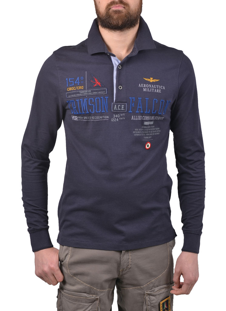 Поло-лонгслив AERONAUTICA MILITARE blue navy (PO 1033) 