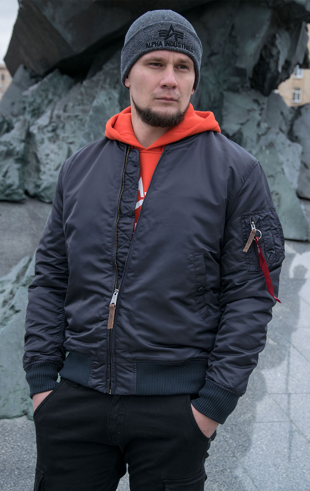 Бомбер ALPHA INDUSTRIES VF 59 LONG MA-1 iron grey 