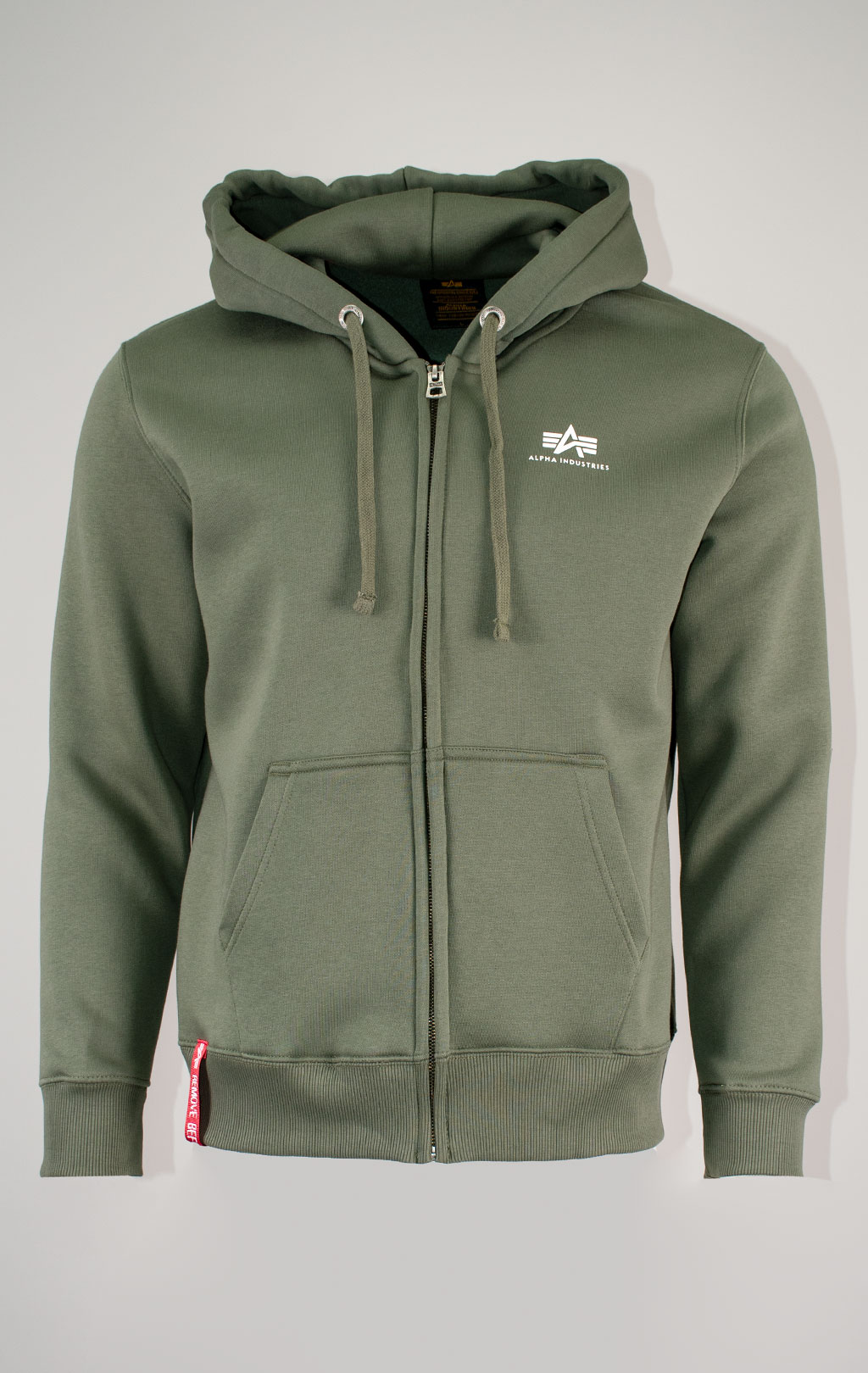 Толстовка ALPHA INDUSTRIES BASIC ZIP HOODY SMALL LOGO dark olive 