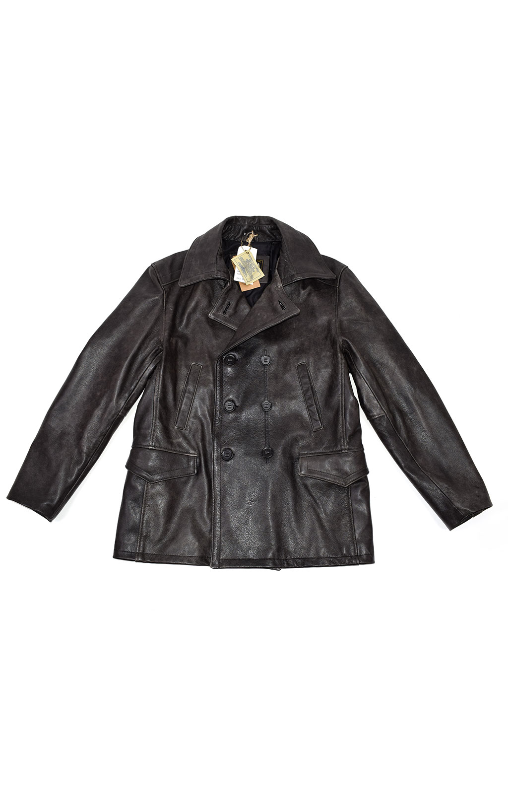 Бушлат морской COCKPIT Pea Coat кожа black washed (Z21P019) 