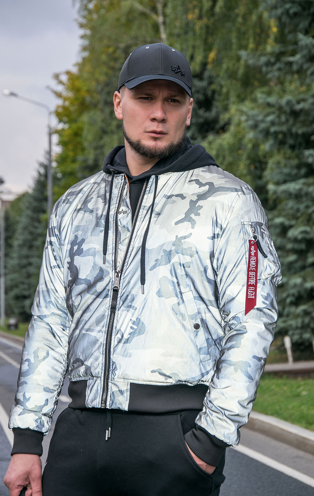 Бомбер ALPHA INDUSTRIES VF 59 REFLECTIVE CAMO MA-1 black camo 