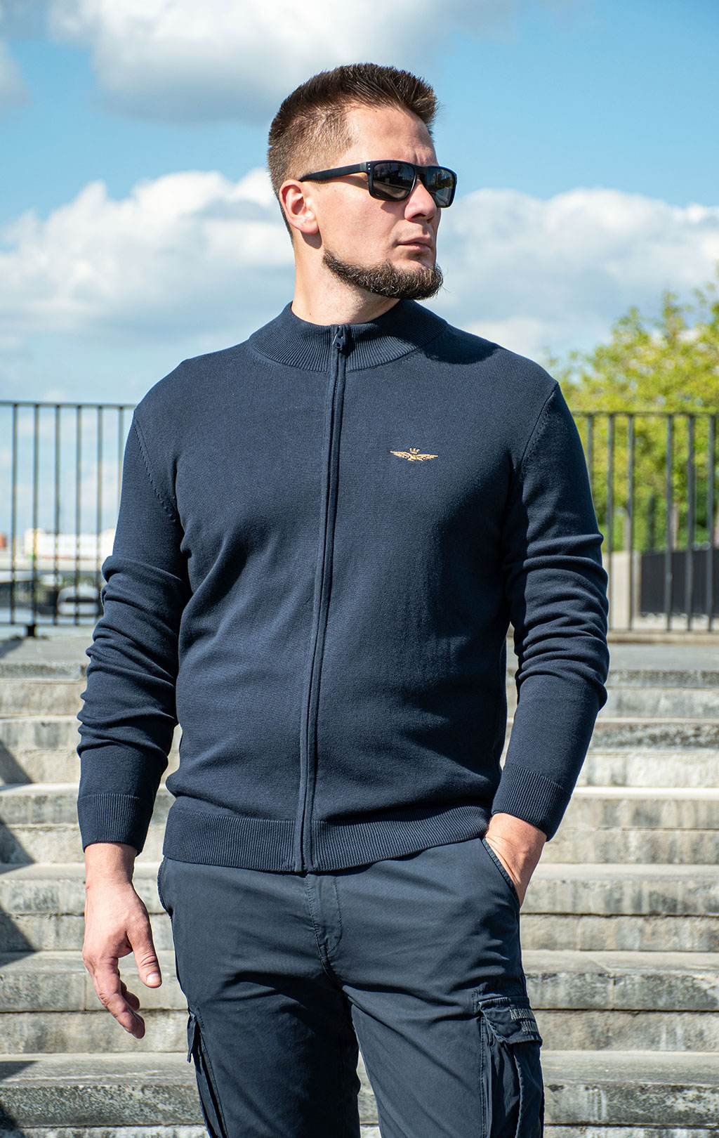 Свитер на молнии AERONAUTICA MILITARE FW 25/26/BL blue navy (MA 1580) 