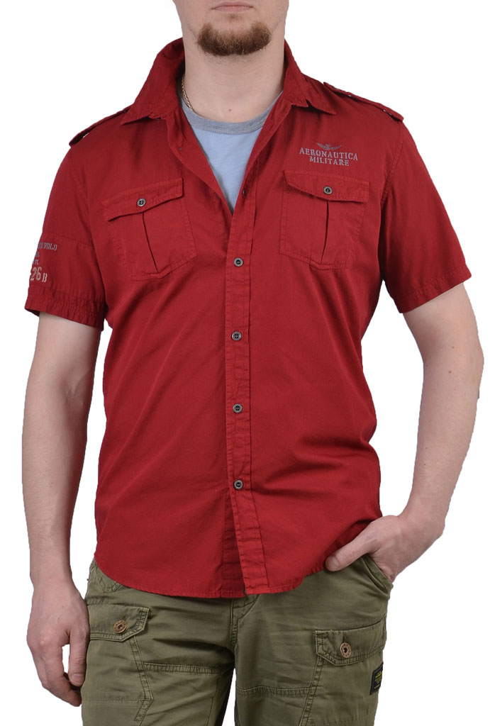 Рубашка AERONAUTICA MILITARE короткий рукав red (CA 878) 