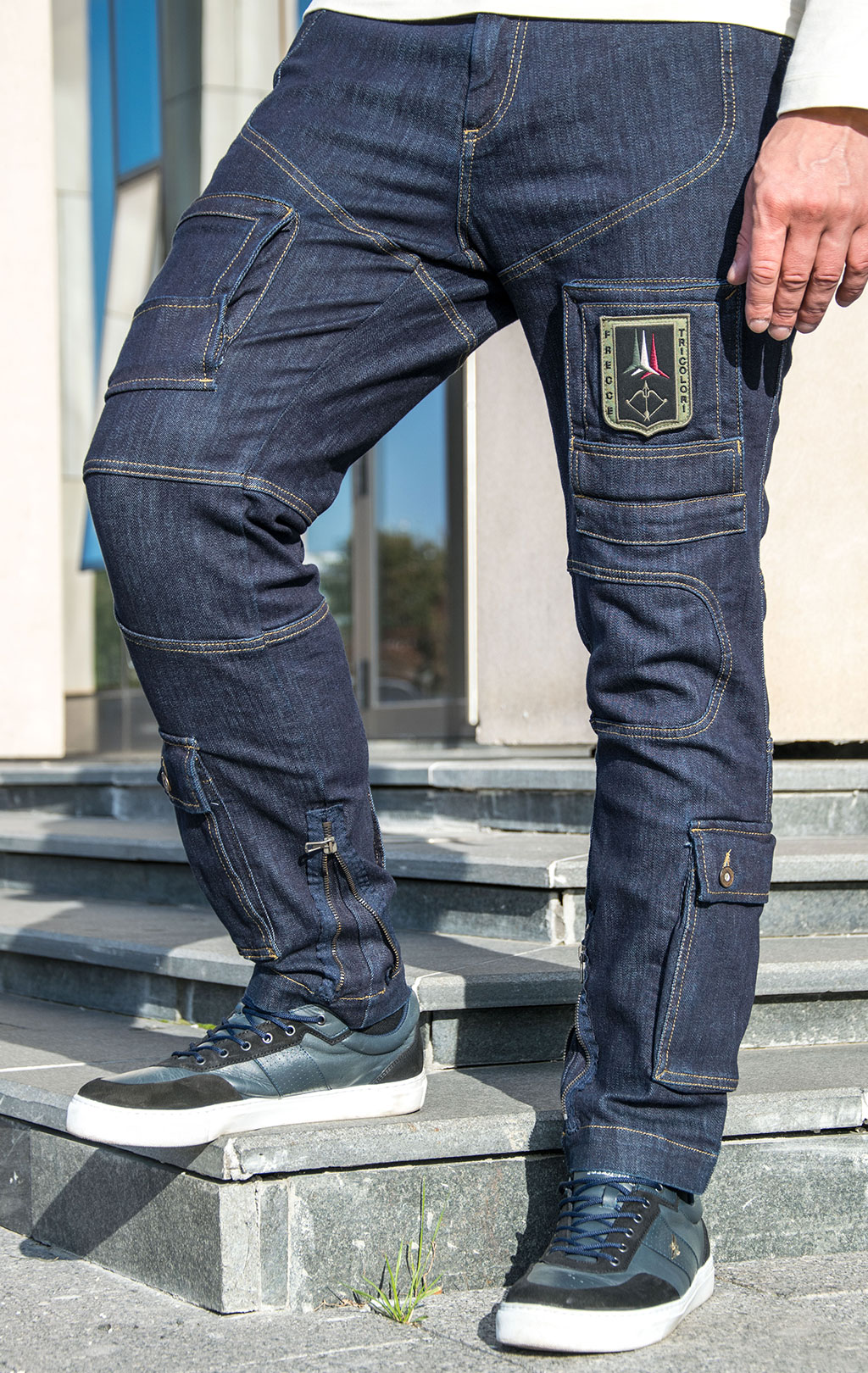 Джинсы-карго AERONAUTICA MILITARE ANTI-G плотные FW 23/24/AL dark denim wash (PA 939) 