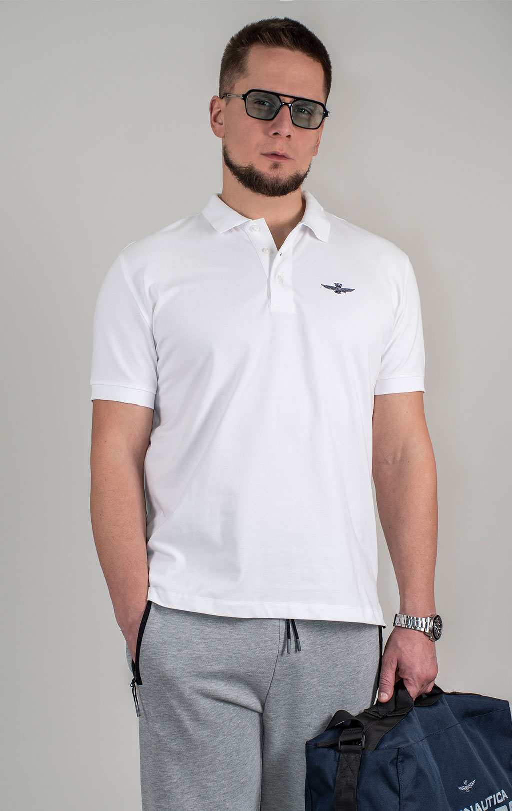 Футболка-поло AERONAUTICA MILITARE SS 25 m/BD off white (PO 1843) 