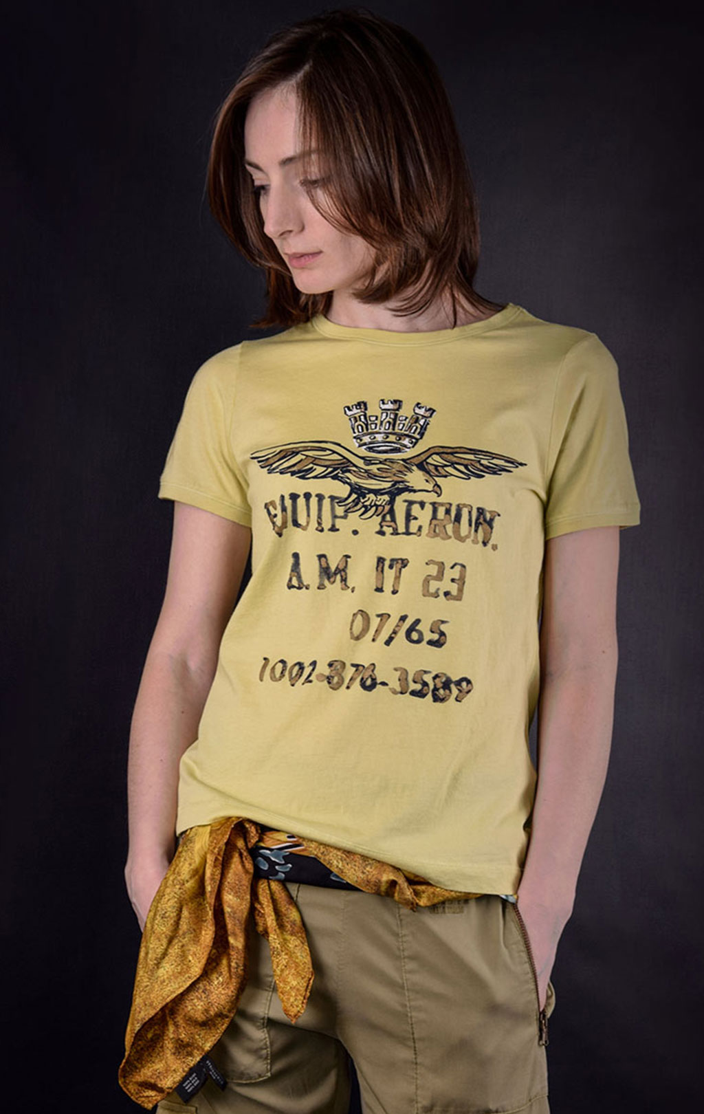 Женская футболка AERONAUTICA MILITARE SS19 lime chiaro (TS 1586) 