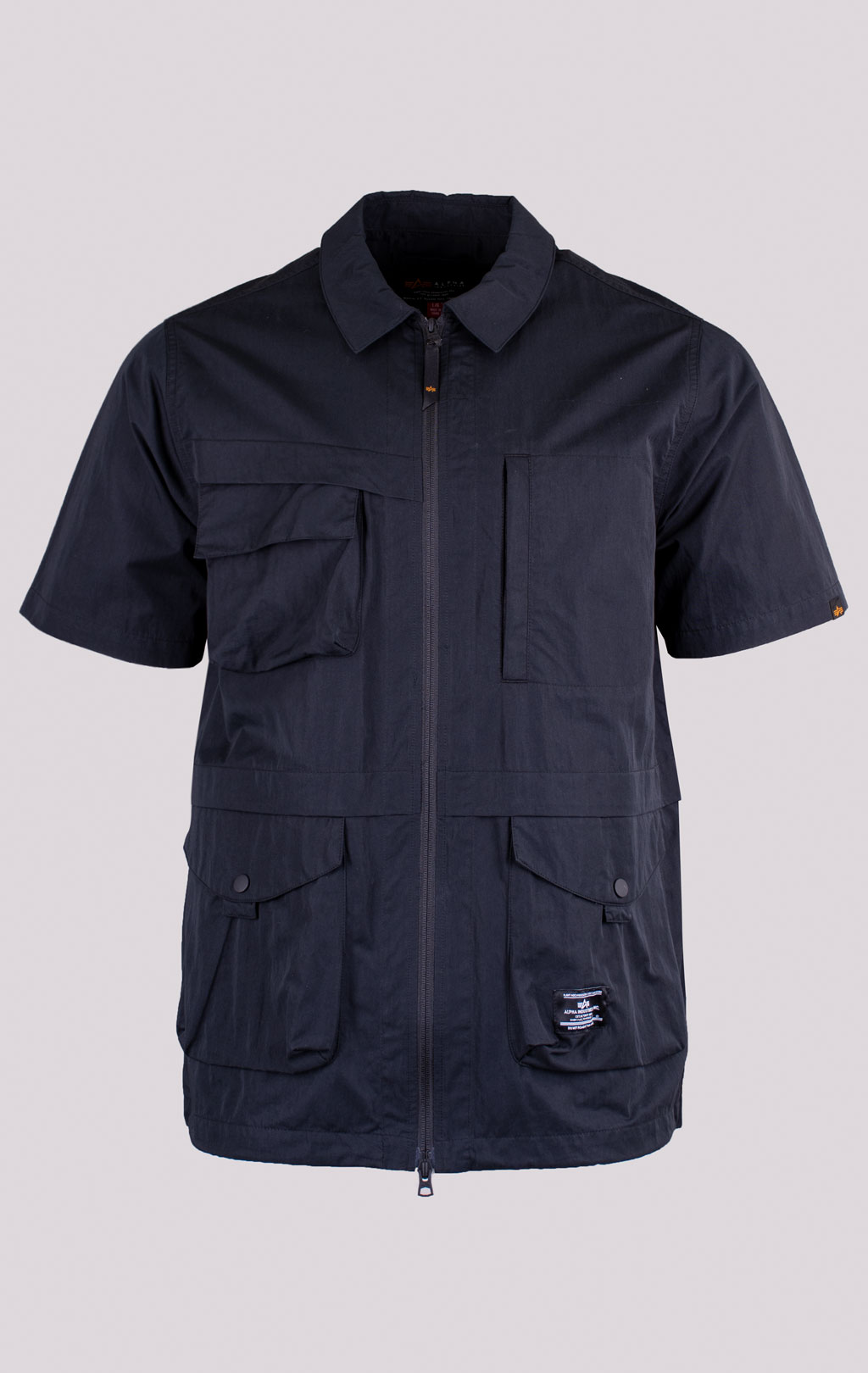 Ветровка-рубашка ALPHA INDUSTRIES SHORT SLEEVE MULTI POCKET ZIPPERED SHIRT JACKET SS 24 m black 