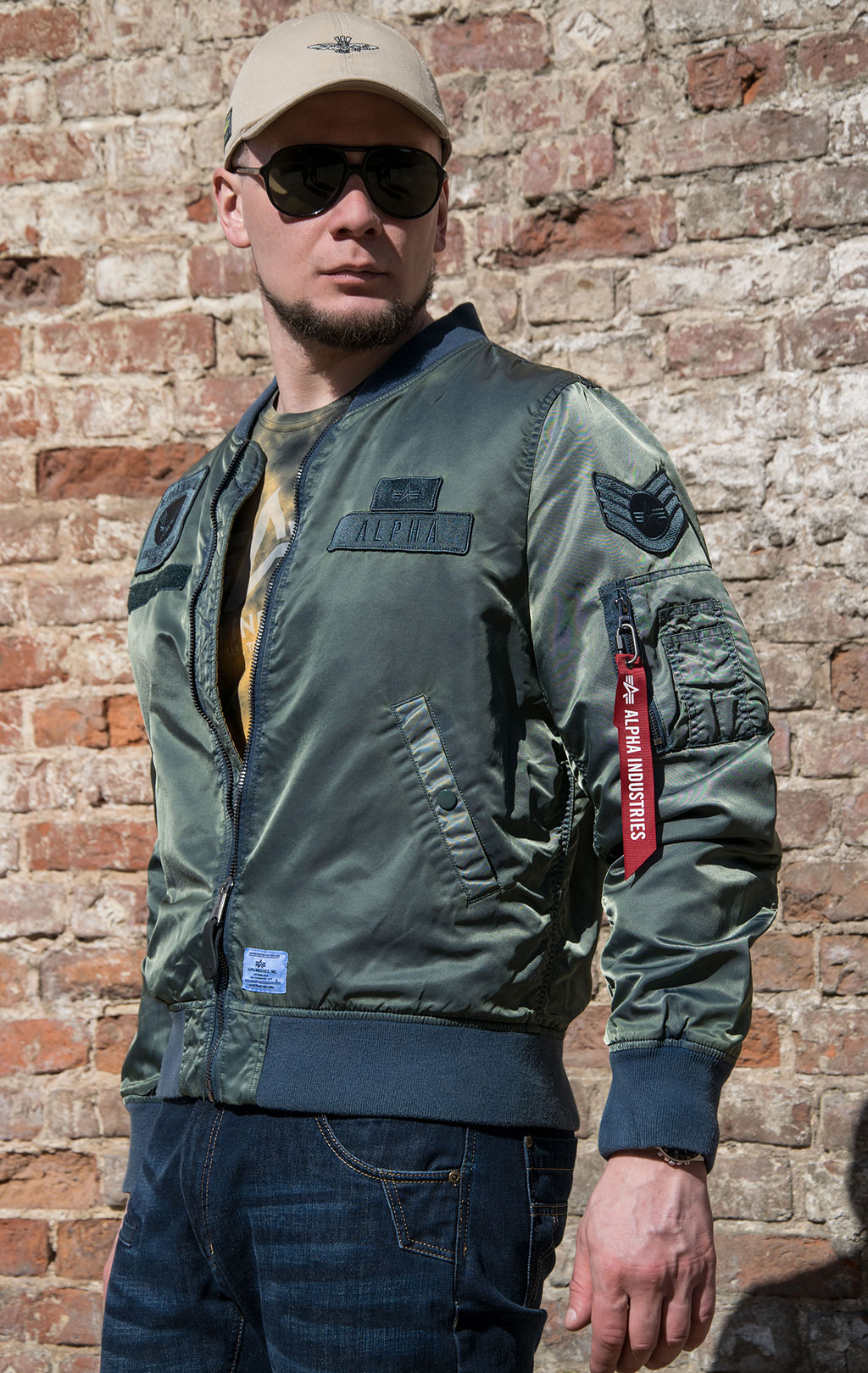 Ветровка-бомбер лётная ALPHA INDUSTRIES SQUADRON BATTLEWASH L-2B SS 22 m dark green 