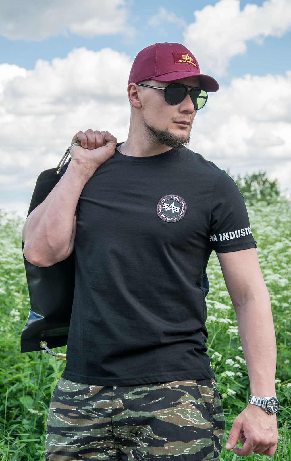 Футболка ALPHA INDUSTRIES RBF BACK STRIPE T black 