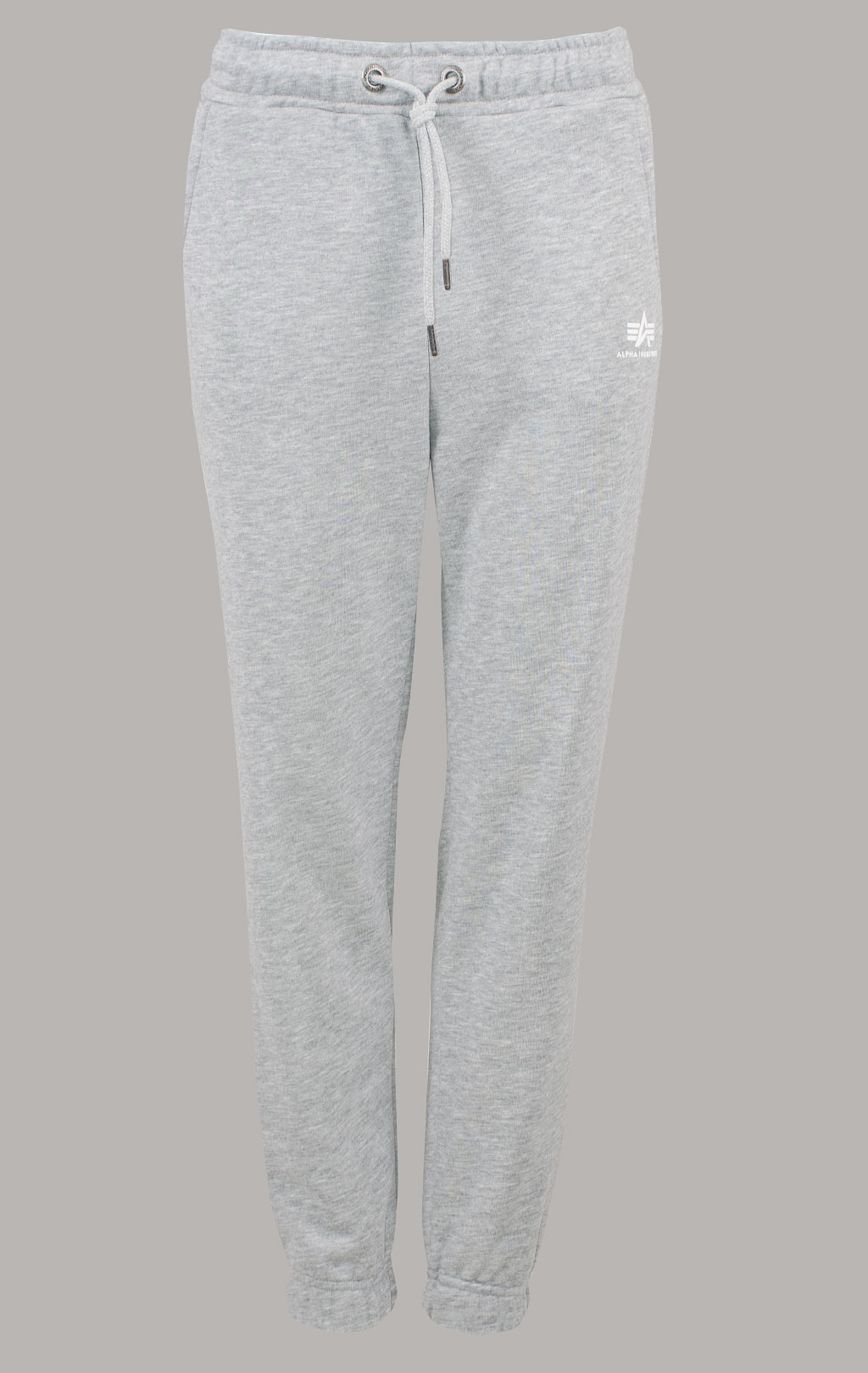 Женские брюки спортивные джоггеры ALPHA INDUSTRIES BASIC JOGGER SMALL LOGO grey heather/white 