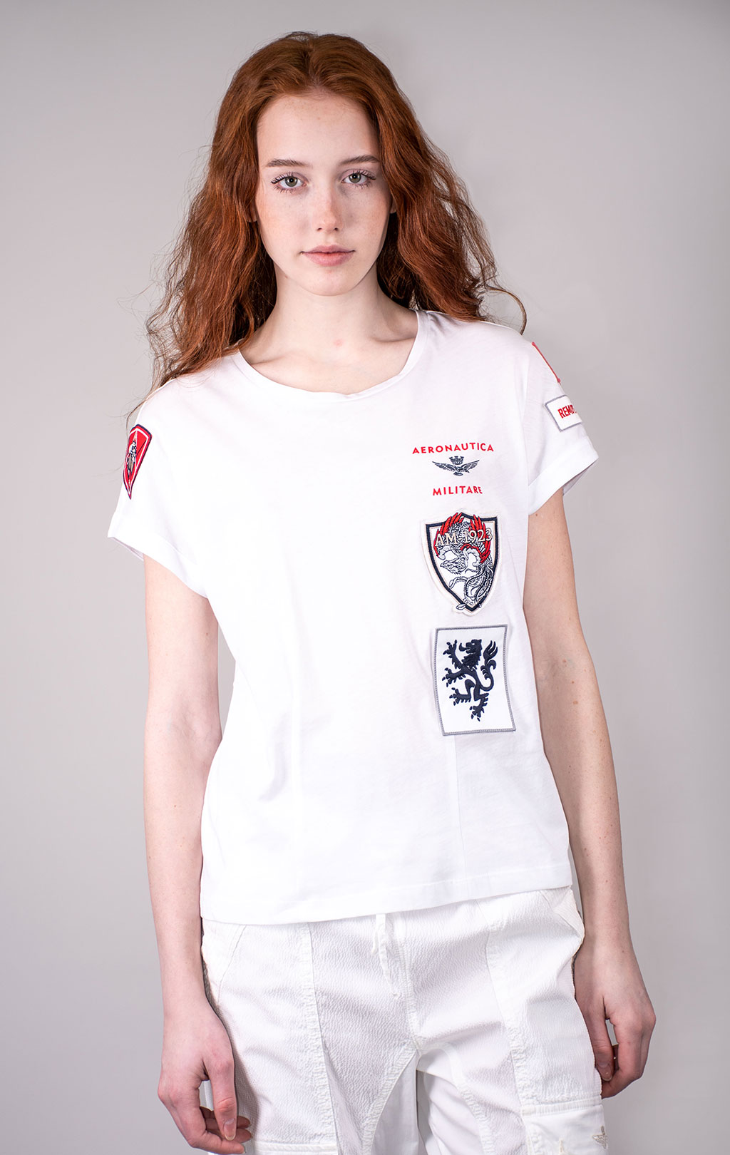 Женская футболка AERONAUTICA MILITARE SS 24/TR bianco ottico (TS 2235) 