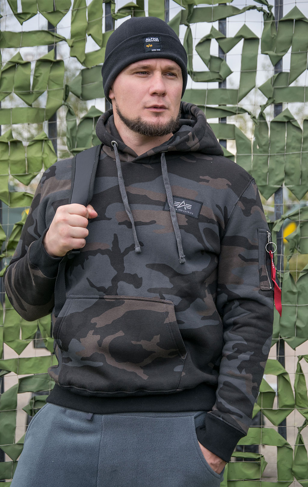 Толстовка ALPHA INDUSTRIES BACK PRINT HOODY CAMO black camo 