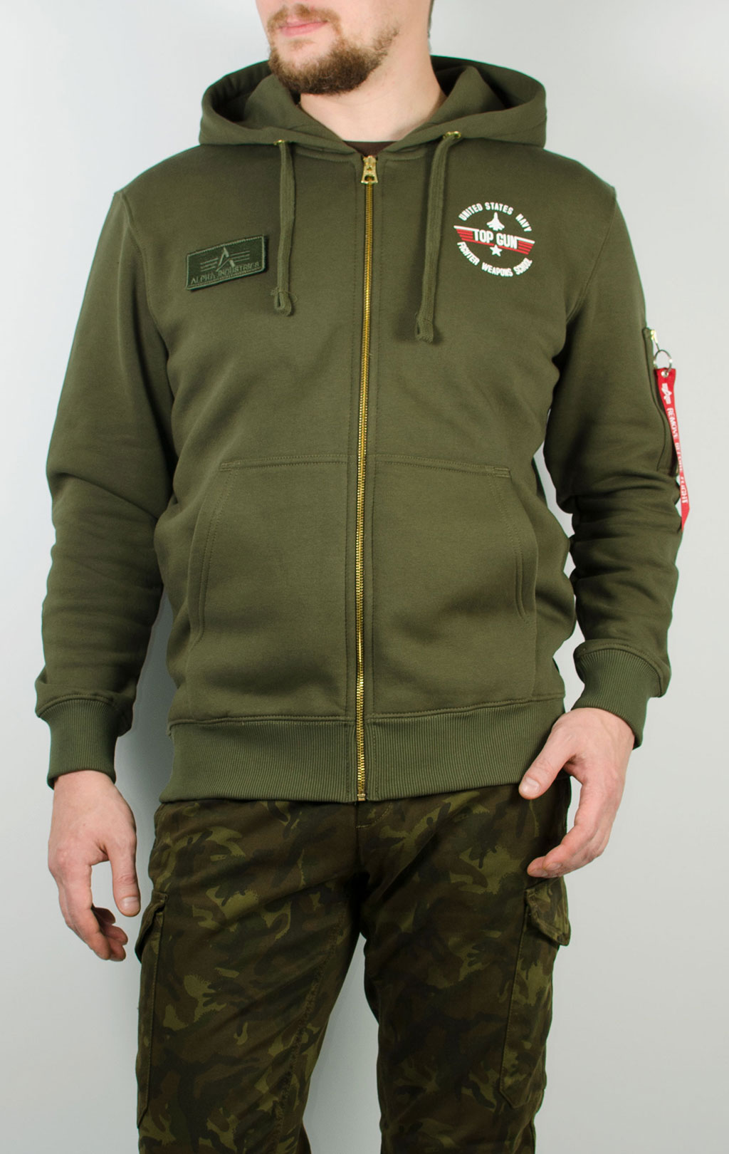 Толстовка ALPHA INDUSTRIES TOP GUN ZIP HOODY dark green 