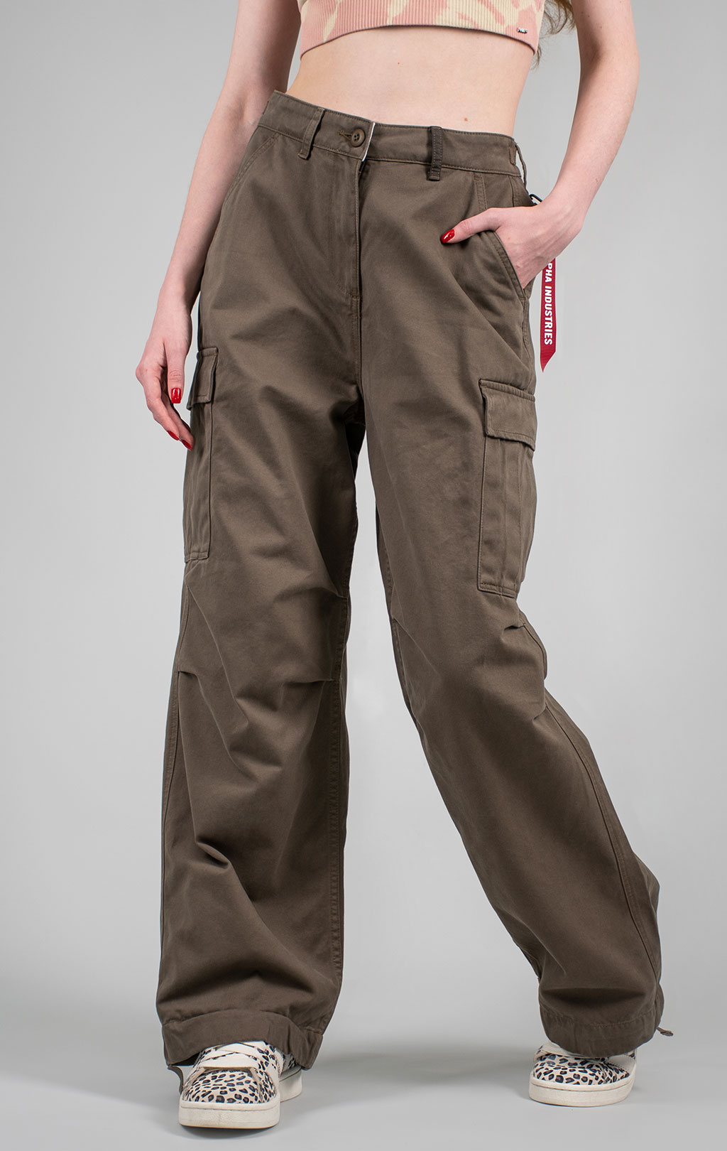 Женские брюки-карго парашюты ALPHA INDUSTRIES M-65 PANT плотные FW 24/25 coyote brown 