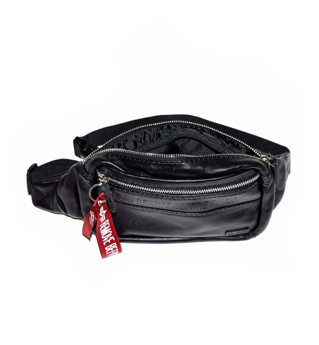 Сумка поясная ALPHA INDUSTRIES RBF LEATHER WAIST BAG black 