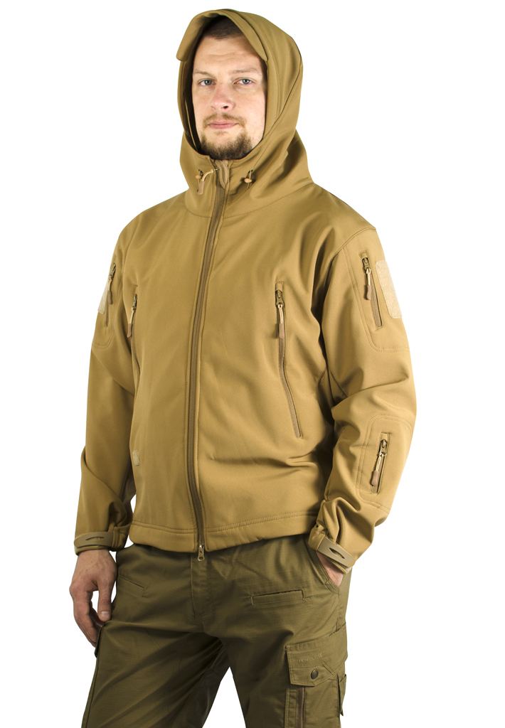 Куртка тактическая Outdoor Tactical Soft Shell с капюшоном coyote Китай